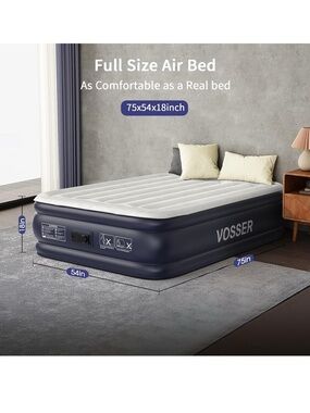 *LIKE NEW* Full Size Air Bed - Navy and Light Gray